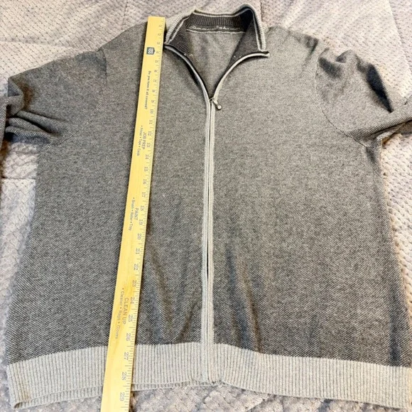 Tommy Bahama Mens XL Gray Cashmere blend Full Zip Sweater Elbow Patches Mockk - Picture 5 of 11